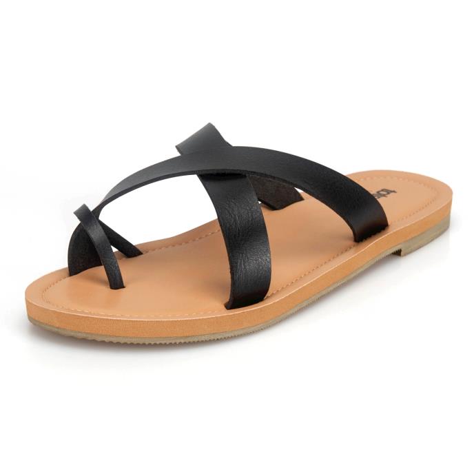 totes® Ladies Toe Post Strap Sandal Black  Extra Image 2